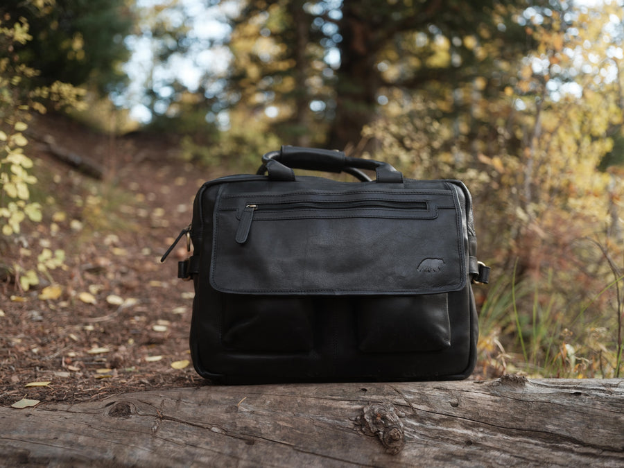 Buffalo Leather Pilot Bag — Black